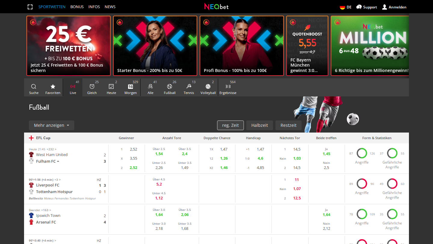 Live-Casino und Tischspiele
